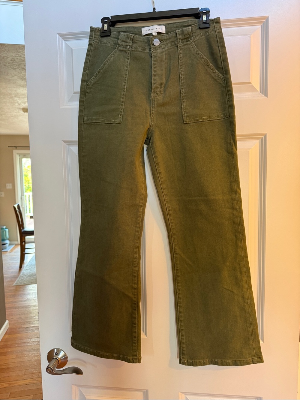 Risen Jeans High Rise Patch Pocket Ankle Flare Jeans size 7/28 inseam 27